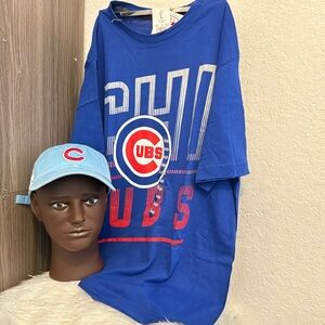 Chicago Cubs T Shirt, size L and Cubs hat OSFA